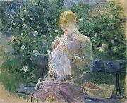 Berthe Morisot, Pasie Sewing in the Garden at Bougival